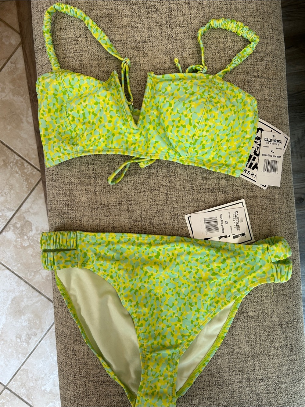 Women’s Lime Green Printed Bikini Set